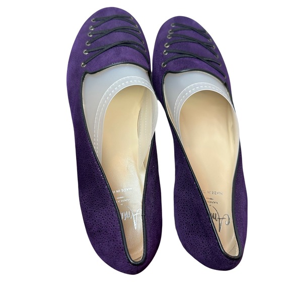 Amalfi by Rangoni Purple Textured Leather Lace Loafers Flats Womens 8 Italy - Picture 2 of 10